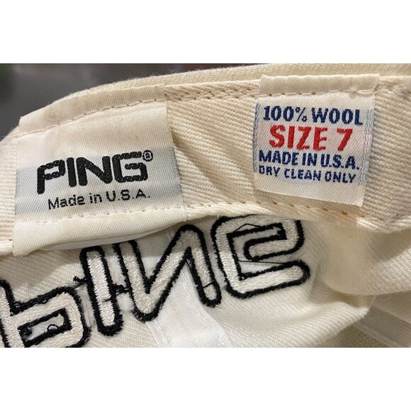 Vintage PING by Karsten 100% Wool Fitted Cap Hat Size 7 Made in USA Black White - Picture 7 of 7